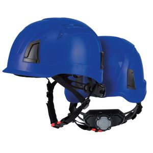 PRO FIT Arbeitsschutzhelm D!-Rock – Robuster Schutzhelm, Sicherheitshelm, Belüfteter Bauhelm, Anpassbares Kopfband & Kinnriemen, Arbeitshelm - Blau