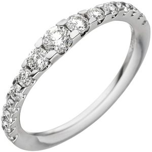JOBO Damen Ring 56mm 585 Gold Weißgold 15 Diamanten Brillanten Weißgoldring Diamantring