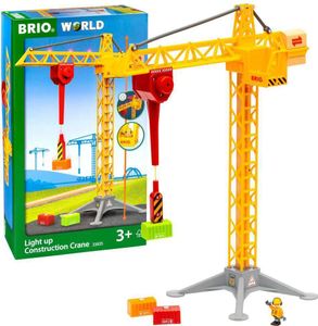 Brio Großer Baukran mit Licht 63383500 - Mit Magnethagen, um 360 Grad drehbar, für Kinder ab 3 Jahre