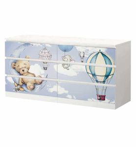Kommodenaufkleber Teddy, malm_groesse:6 Schubladen breit