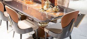 Casa Padrino Luxus Art Deco Esstisch Grau / Mehrfarbig / Braun / Gold - Luxus Art Deco Massivholz Küchentisch - Luxus Art Deco Esszimmer Möbel