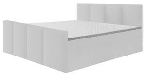 Boxspringbett STAR mit Fußteil Bonell-Matratze + Topper mit 2 Bettkästen, Doppelbett 180 cm ( Weiss - madryt 920 ,  Kunstleder  )