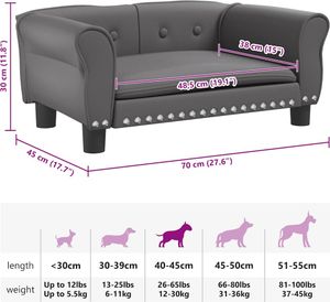 vidaXL Hundebett Grau 70x45x30 cm Kunstleder