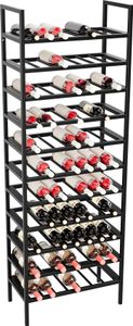 MetaloPro Weinregal Jerez – Schwarzes Metall-Flaschenregal Für 77 Weinflaschen, Robustes Design, Ideal Für Küche, Keller Oder Bar – 170x60x30cm