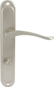 DOMINO Türgriff 78 Drückergarnitur WC - Badezimmer Set | Links & Rechts Türbeschlag für WC/Badezimmertüren | L-Form | Türbeschläge aus Aluminium | Nickel Türdrückergarnitur| BALLEN M9