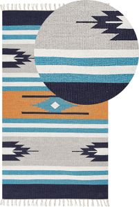 BELIANI Kelim-Teppich Mehrfarbig Baumwolle 80 x 150 cm mit Fransen Geometrischem Muster Handgewebt Zweiseitig Läufer Modern Wohnzimmer Schlafzimmer