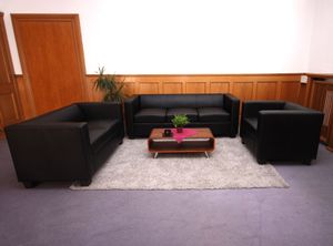 3-2-1 sedacia súprava obývacia pohovka Lille ~ Imitácia kože, čierna