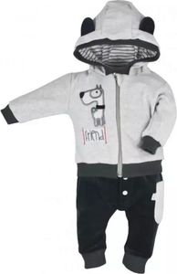 Baby Jungen Set 2-teilig Jacke mit Kapuze + Hose Jogginganzug Gr. 68 grau blau