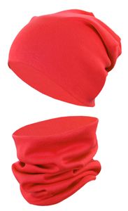 TupTam Kinder Mütze / Beanie und Schlauch Schal Set aus Jersey und Rippstoff, Farbe: Rot, Größe: 44-52