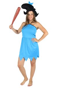 blaues Steinzeit Damen Kostüm für Fasching und Karneval Paarkostüm Partnerkostüm Erwachsene, Größe:L