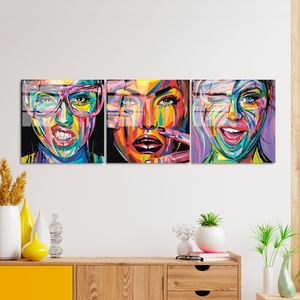 Wallity, UV-852 - 50 x 50, Dekoratívny obraz z tvrdeného skla (3 kusy), Viacfarebný, 100 % tvrdené sklo, 50 x 50 cm
