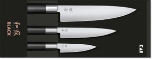 Kancelársky nôž KAI DMS-210 'Shun Classic' 9 cm a univerzálny nôž 15 cm, čierny/strieborný, 2 kusy (1 sada)