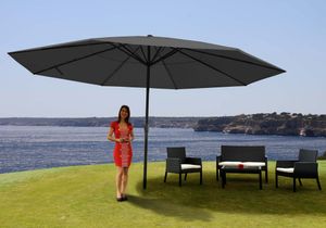 Sonnenschirm Meran Pro, Gastronomie Marktschirm ohne Volant Ø 5m Polyester/Alu 28kg  anthrazit ohne Ständer