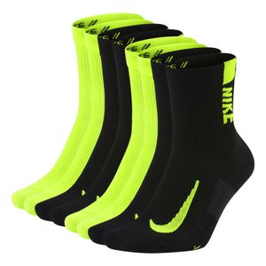 4 Paar NIKE Laufsocken Sportsocken Quarter Socken Multiplier Ankle Socks, Farbe:Mehrfarbig, Größe:46-50, Artikel:-903 black / neon yellow