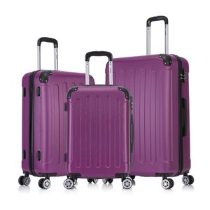 Flexot® F-2045 Kofferset Koffer Reisekoffer Hartschale Handgepäck Bordcase Doppeltragegriff mit Zahlenschloss Gr. M - L - XL Farbe Aubergine