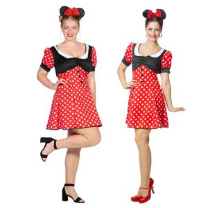 Minnie-Maus-Damen-Kostüm Rot/Schwarz/Weiß 52