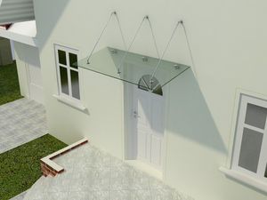 Glasvordach Olymp Größe: 200 x 120 cm Klarglas Haustürüberdachung Haustürvordach