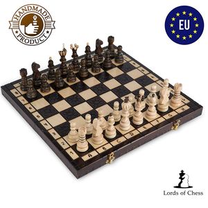 Šachová hra šachová doska šachovnica z kvalitného dreva - Súprava šachovnice skladacia so šachovými figúrkami veľká pre deti aj dospelých 31 x 31 cm