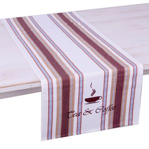 Tischläufer "Tea & Coffee" in verschiedenen Farben, Tischdekoration in dem Maßen 40x150cm, Mitteldecke für Tische, Kommoden, etc. Braun 1 Stück