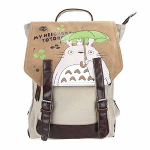 Mein Nachbar Totoro Leinen Rucksack mit großem Innenfach | Daypack beige