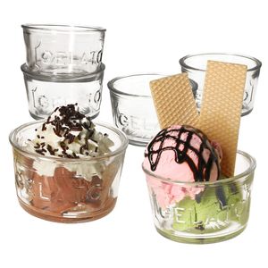 6x Gelato Glas-Eisbecher 150ml Dessert-Schale Eisgläser zylindrisch Obst Mousse