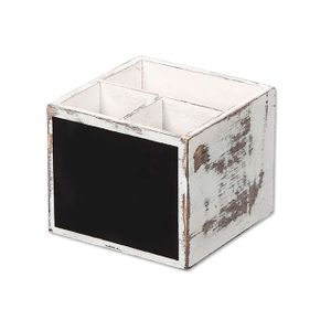 KESPER Besteckbox 66277 aus FSC-zertifiziertem Sperrholz Vintage weiß mit Kreidetafel / Besteckbehälter