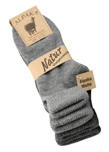KB Alpaka Socken Damen warme Socken mit Umschlag grau - 2 Paar 35-38