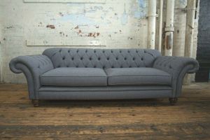 klassische Sofa Chesterfield Couch 4 Sitzer Couchen Samt Leder Design Grau 240cm