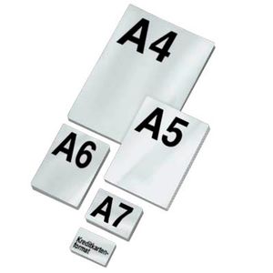 LMG Laminierfolien-Set glänzend für A4, A5, A6, A7, Kreditkartenformat 80 und 125 micron