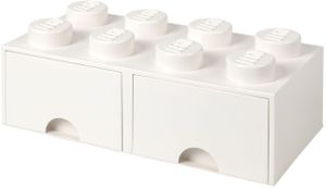 LEGO Aufbewahrungsbox mit Schublade mit 8 Noppen, weiß