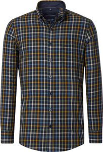 CASAMODA Herren Freizeithemd Langarm Button-Down Casual Blau kariert 5XL