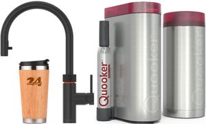 »QUOOKER FLEX Zugauslauf Schwarz COMBI+ B mit CUBE 2 *Der Wasserhahn, der alles kann! (22+XBLKCUBE)« (2-St) 100°C Kochendwasserhahn mit Trinkwassersys