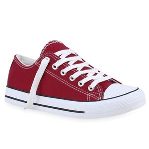 Mytrendshoe Damskie Trampki Niskie Buty Materiałowe 811078, Kolor: Ciemnoczerwony, Rozmiar: 36