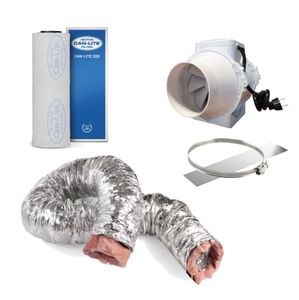 Grow Abluft-Set Air Set 125mm 280cbm/h Rohrventilator Aktivkohlefilter Growzelt