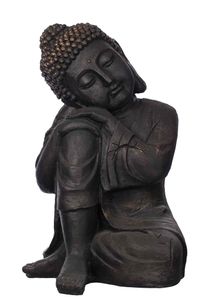 Buddha B1678 Bronze oder Steingrau Figur XXL 83cm Statue groß Gartendekoration, Farbe:Bronze Optik