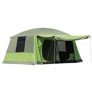 Outsunny Camping Tent Dome Tent Family Tent 2 Spací kabiny 4-8 Osoby D410 x Š310 x V225cm