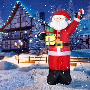 YARDIN Aufblasbar Weihnachtsdeko 180cm Weihnachtsmann mit LED, Aufblasbare Weihnachtsfigur, Halloween Weihnachten Aufblasbar Deko für Innen Aussen Garten Rasen Party Hof