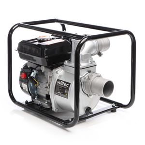 Wiltec Benzin Schmutzwasserpumpe 4kW 48.000l/h, 28m Förderhöhe, Wasserpumpe Gartenpumpe mit 80mm (3") Anschluss 4-Takt-Motor