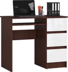 Schreibtisch AKORD A6 rechts Wenge Front Weiß und 1 Ablagen B90 x H77 x T50 cm