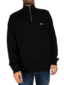 Lacoste Baumwoll-Sweatshirt mit 1/4-Reißverschlusskragen, Schwarz S