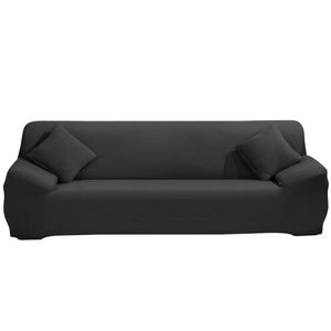 Stretch Sofabezug Couchbezug, 4 Sitzer Sofahussen Sofabezug Stretch elastische Sofahusse Sofa Abdeckung 235-300cm, Schwarz