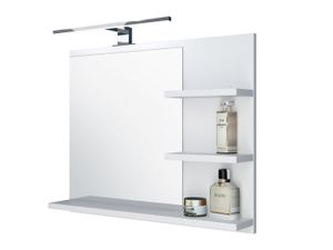 Badspiegel mit Ablagen Weiß mit LED Beleuchtung Badezimmer Spiegel Wandspiegel R