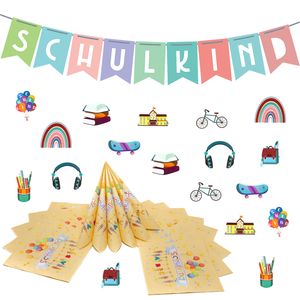 Oblique Unique Schuleinführung Schulanfang Einschulung Deko Set - Schulkind Girlande +Servietten + Konfetti Set