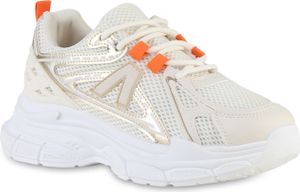 VAN HILL Damen Plateau Sneaker Schnürer Metallic Profil-Sohle Schuhe 841567, Farbe: Beige Metallic, Größe: 38 VAN HILL Damen Plateau Sneaker Schnürer Metallic Profil-Sohle Schuhe 841567, Farbe: Beige Metallic, Größe: 38