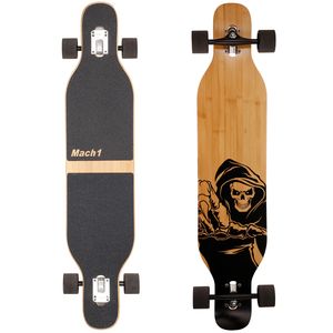 Mach1 Bambus Longboard mit Keramik Kugellager + T-Tool - Skateboard Drop Through Cruiser Komplettboard 2857