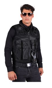 T2962-0100 schwarz Damen Herren SWAT Weste Polizei Kostüm