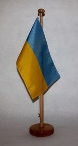 Tischflagge Ukraine 25x15 cm mit Holzständer