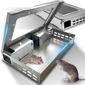 Lebendfalle Maus Groß Mausefalle Rattenfalle Wiederverwendbar Tierfalle Kastenfalle Tierfreundlich für Küche Wohnzimmer Aussen 26,5x16x4,7cm Retoo