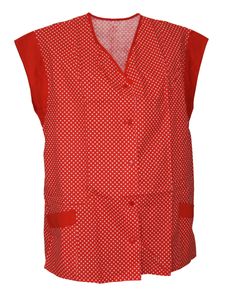 Hosenkasack Kasack Kittel Schürze kurz Baumwolle weiß gepunktet, Größe:36, Farbe:rot mit weißen Punkten