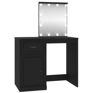 vidaXL Schminktisch mit LED Schwarz 90x50x132,5 cm Holzwerkstoff